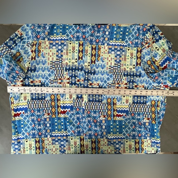 NWT SheLucki Short Sleeve Button Up Blue Southwest Hawaiian Shirt Men’s 3XL XXXL - Picture 9 of 10